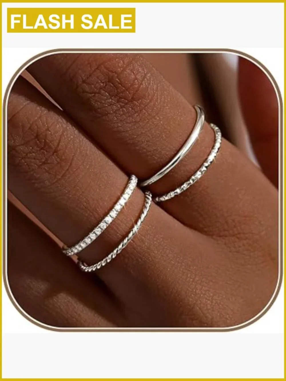 Stackable Gold Rings Set Non Tarnish 14K Plated CZ Wedding Bands Thin Rings
